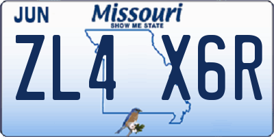 MO license plate ZL4X6R
