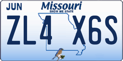 MO license plate ZL4X6S