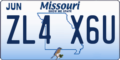 MO license plate ZL4X6U
