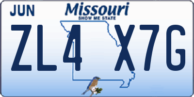 MO license plate ZL4X7G