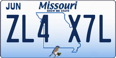 MO license plate ZL4X7L