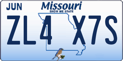 MO license plate ZL4X7S