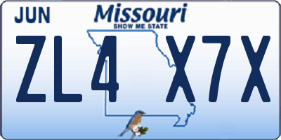 MO license plate ZL4X7X