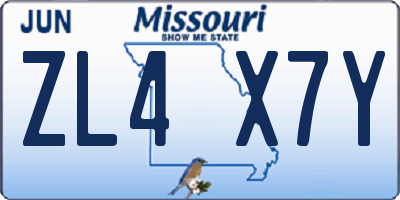 MO license plate ZL4X7Y
