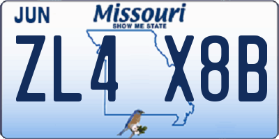 MO license plate ZL4X8B