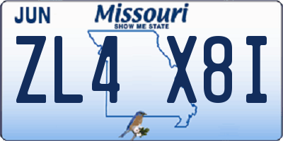 MO license plate ZL4X8I