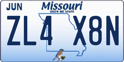 MO license plate ZL4X8N