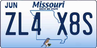 MO license plate ZL4X8S