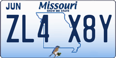 MO license plate ZL4X8Y