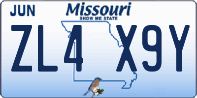 MO license plate ZL4X9Y