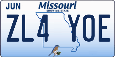 MO license plate ZL4Y0E