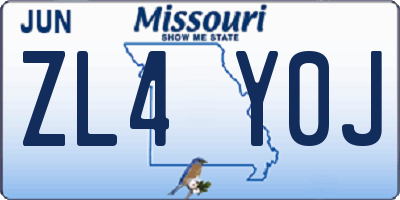 MO license plate ZL4Y0J