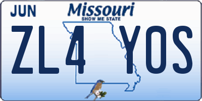 MO license plate ZL4Y0S
