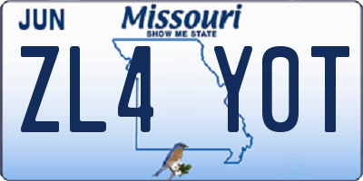 MO license plate ZL4Y0T