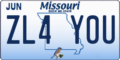 MO license plate ZL4Y0U