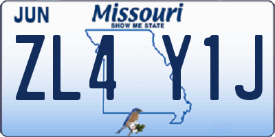 MO license plate ZL4Y1J