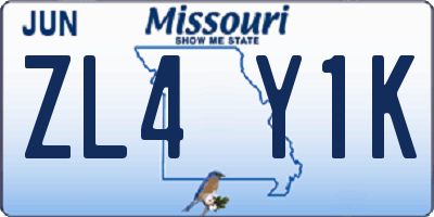 MO license plate ZL4Y1K