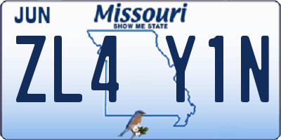 MO license plate ZL4Y1N