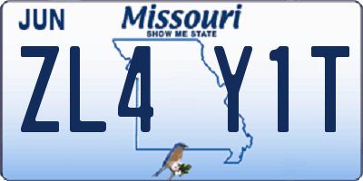 MO license plate ZL4Y1T