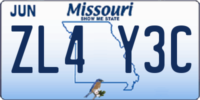 MO license plate ZL4Y3C