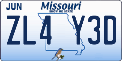 MO license plate ZL4Y3D
