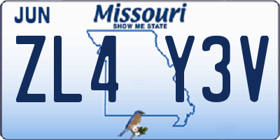 MO license plate ZL4Y3V