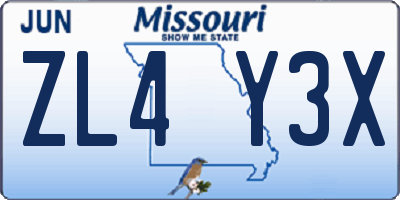 MO license plate ZL4Y3X