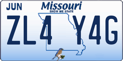 MO license plate ZL4Y4G