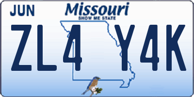 MO license plate ZL4Y4K