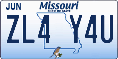 MO license plate ZL4Y4U