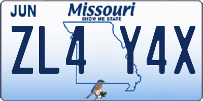 MO license plate ZL4Y4X