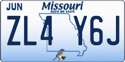 MO license plate ZL4Y6J