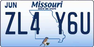 MO license plate ZL4Y6U