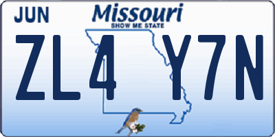MO license plate ZL4Y7N