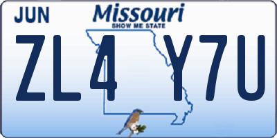 MO license plate ZL4Y7U