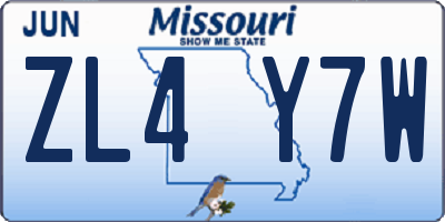 MO license plate ZL4Y7W