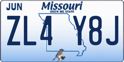 MO license plate ZL4Y8J