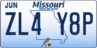 MO license plate ZL4Y8P