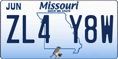 MO license plate ZL4Y8W
