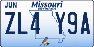 MO license plate ZL4Y9A