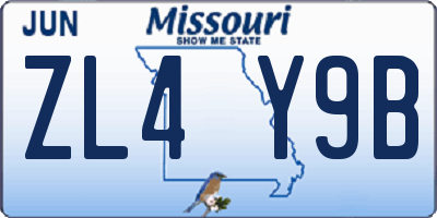 MO license plate ZL4Y9B