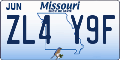 MO license plate ZL4Y9F