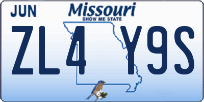 MO license plate ZL4Y9S