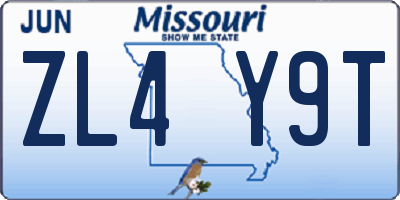 MO license plate ZL4Y9T
