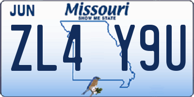 MO license plate ZL4Y9U