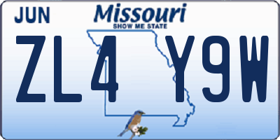 MO license plate ZL4Y9W