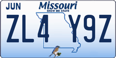 MO license plate ZL4Y9Z