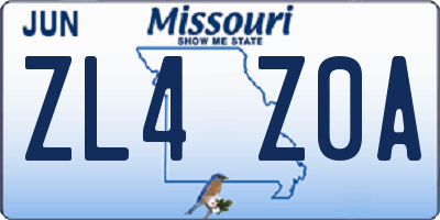 MO license plate ZL4Z0A