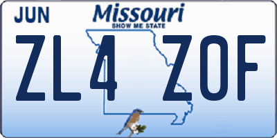 MO license plate ZL4Z0F