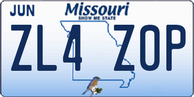 MO license plate ZL4Z0P